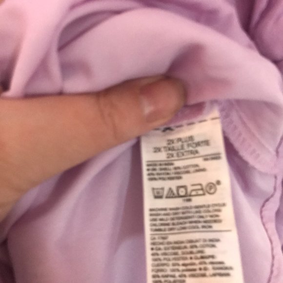 All cotton faux wrap dress in lavender size 2X - Picture 4 of 6